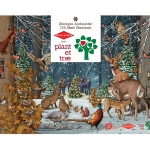 Julekalender med økologisk 72% mørk chokolade