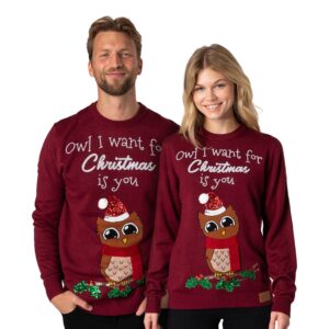 Owl I Want For Christmas Juletrøje - Large