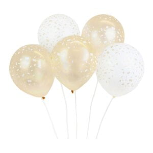 Balloner Guld/Hvid Konfetti - 5-stk