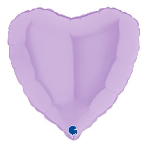 Folieballon Hjerte Pastel-Lilla Mat - 46 cm