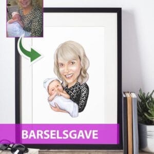 Barselsgave - Karikaturtegning efter dine fotos