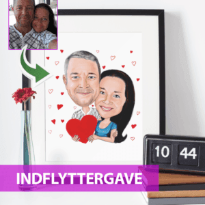 Indflyttergave - karikaturtegning efter dine fotos