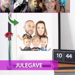 Julegave - karikaturtegning efter dine fotos