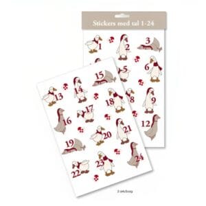 Klistermærker til pakkekalender med tal og gæs 24x Det Gamle Apotek