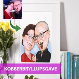 Kobberbryllup - karikaturtegning efter dine fotos