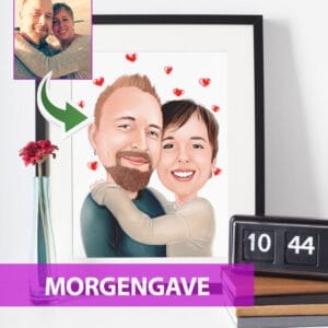 Morgengave - karikaturtegning efter dine fotos