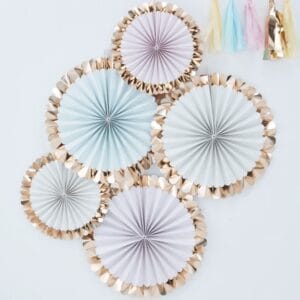 Papirfjer Pastel/Guld Dekorationskit - 5-stk