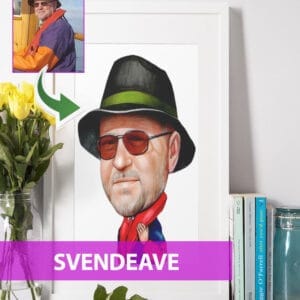 Svendegave - karikaturtegning efter dine fotos