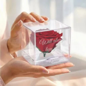 Evighedsrose i glas med gravering