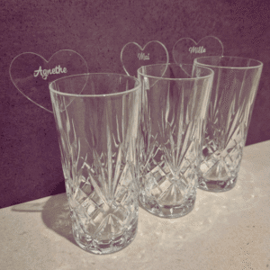 Bordkort til glas - Hjerte